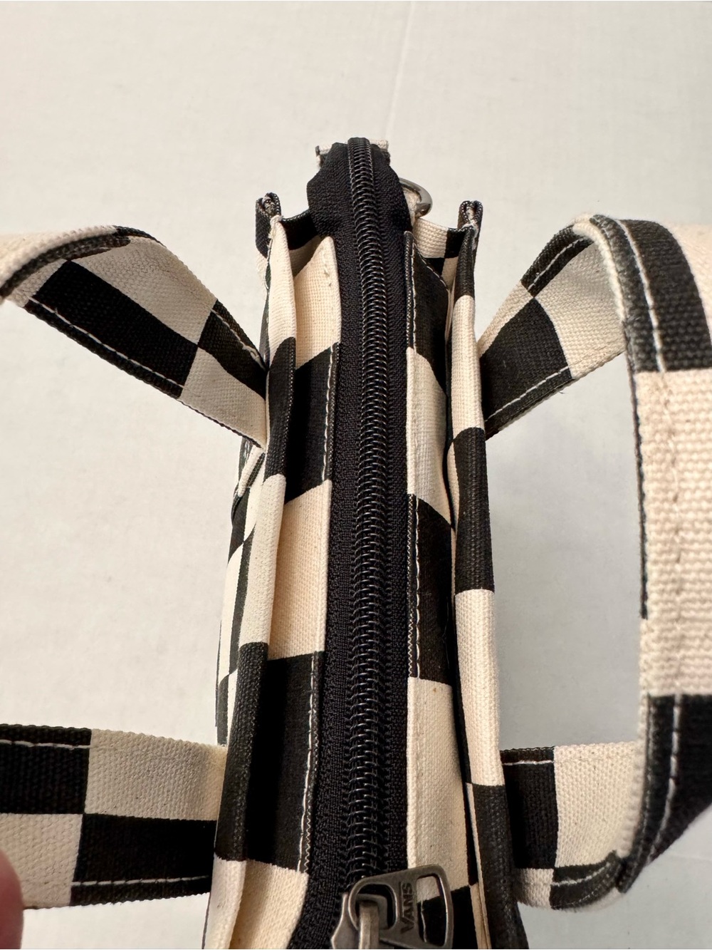 Vans Lil Pergs Checkerboard Crossbody Canvas Tote Bag Black Cream 8x7x3 - Picture 4 of 8